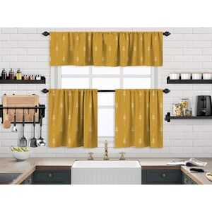 Gold Kitchen Curtain with valance